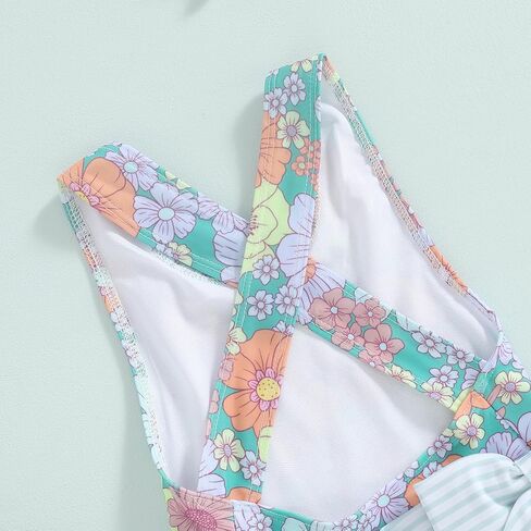 Toddler Kids Girl Swimsuit Floral Print Bowknot Sleeveless Bathing Suit Ruffles Summer Beachwear One Piece Swimwear in Saudi Arabia