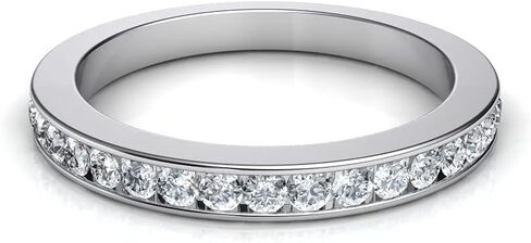 طقم خاتم خطوبة وحزام زفاف مويسانيتي 1.0 قيراط - 2.0 قيراط من الفضة المطلية بالبلاتينيوم مقاس 7.5 in Kuwait