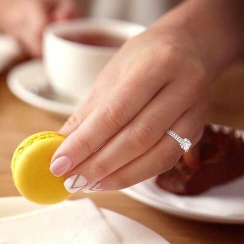 طقم خاتم خطوبة وحزام زفاف مويسانيتي 1.0 قيراط - 2.0 قيراط من الفضة المطلية بالبلاتينيوم مقاس 7.5 in Kuwait