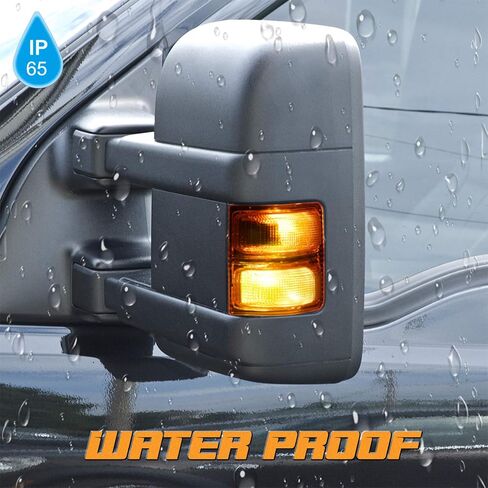 عدسة HERCOO Amber Side Mirror Marker Lights مع LED متوافقة مع 2008-2016 F250 F350 F450 Super Duty Turn Signal استبدال ما بعد البيع، الكمية: 2، العنبر والأبيض in Saudi Arabia