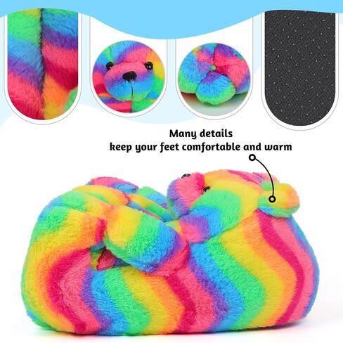 Teddy Bear Slippers, Christmas Cute Winter Warm Fluffy Fuzzy Soft Cute Animal Slippers Women House Indoor Cartoon Women Girls in Saudi Arabia