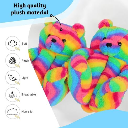 Teddy Bear Slippers, Christmas Cute Winter Warm Fluffy Fuzzy Soft Cute Animal Slippers Women House Indoor Cartoon Women Girls in Saudi Arabia