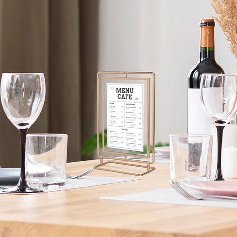 إطار صورة دوار لصورة مقاس 3.5 × 5، إطار صورة عائم معدني ذهبي مزدوج الجوانب مقاس 3.5 × 5 لعرض الطاولة العمودية، فردي in Kuwait