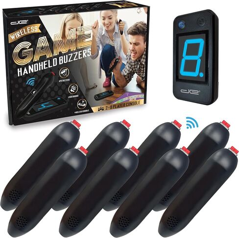 Digital Energy Wireless Handheld Game Buzzer System - Console Displays First Buzz-in - Great for Jeopardy, Family Feud, Trivia and Buzzer Games - 8 Joystick Buzzers in Saudi Arabia