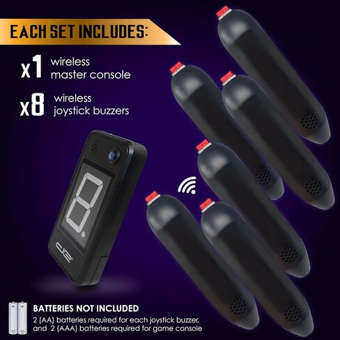Digital Energy Wireless Handheld Game Buzzer System - Console Displays First Buzz-in - Great for Jeopardy, Family Feud, Trivia and Buzzer Games - 8 Joystick Buzzers in Saudi Arabia