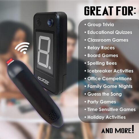 Digital Energy Wireless Handheld Game Buzzer System - Console Displays First Buzz-in - Great for Jeopardy, Family Feud, Trivia and Buzzer Games - 8 Joystick Buzzers in Saudi Arabia