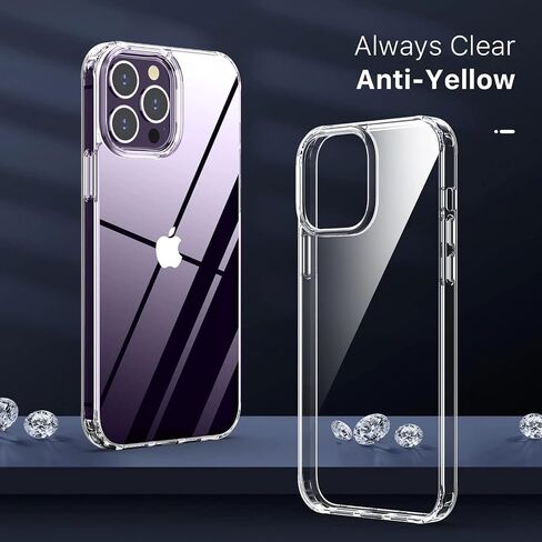 حافظة 5 في 1 لهاتف iPhone 14 Pro Max شفافة، غير صفراء، 2 واقي شاشة، 2 واقي عدسة الكاميرا، حماية من السقوط بدرجة عسكرية 15 قدمًا، حافظة رفيعة مقاومة للصدمات، حلقة مغناطيسية Magsafe in Saudi Arabia
