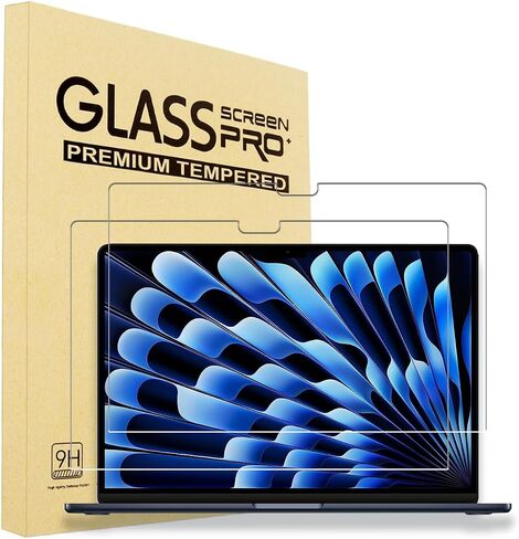 2 Pack Tempered Glass Screen Protector For MacBook Air 15 (2023 Released M2 Chip A2941, 2024 Released M3 Chip A3114) Laptop, 9H Hardness,Bubble Free in Saudi Arabia