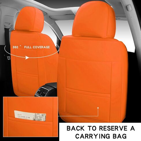 أغطية مقاعد السيارة الجلدية المريحة من LGOSG، واقي المقعد الأمامي والخلفي مناسب لسيارة سيدان SUV 5 مقاعد، مجموعة كاملة تناسب الجميع (أسود برتقالي) in Kuwait