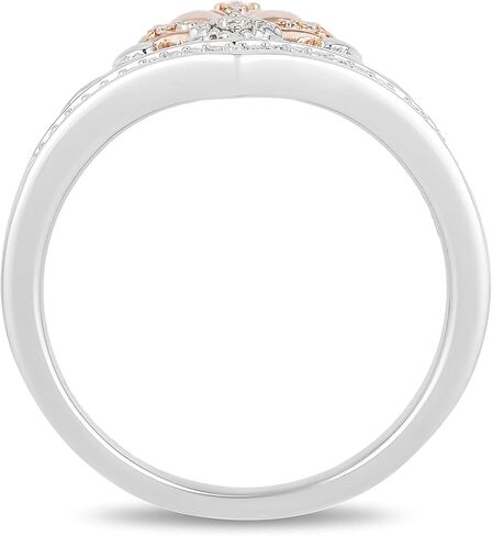 Jewelili Enchanted Disney Fine Jewelry 14K Rose Gold over Sterling Silver 1/10 Cttw Diamond Ariel Shell Tiara Ring in Kuwait