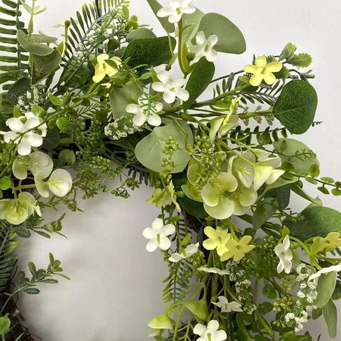 22 Inch White Artificial Daisy Flower Spring Wreath with Eucalyptus Green Leaves Wreath Farmhouse Wreath for Front Door Wall Home Party in Saudi Arabia
