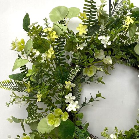 22 Inch White Artificial Daisy Flower Spring Wreath with Eucalyptus Green Leaves Wreath Farmhouse Wreath for Front Door Wall Home Party in Saudi Arabia