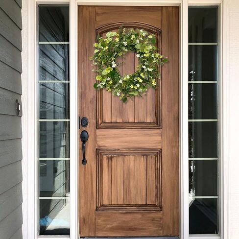 22 Inch White Artificial Daisy Flower Spring Wreath with Eucalyptus Green Leaves Wreath Farmhouse Wreath for Front Door Wall Home Party in Saudi Arabia