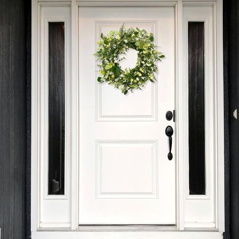 22 Inch White Artificial Daisy Flower Spring Wreath with Eucalyptus Green Leaves Wreath Farmhouse Wreath for Front Door Wall Home Party in Saudi Arabia