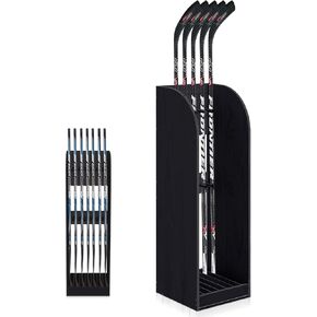 38 Inch Vertical Hockey Stick Rack Wooden Hold 7 Hockey Sticks Holder Stand Organizer for Players Display Home Garage Storage in Kuwait