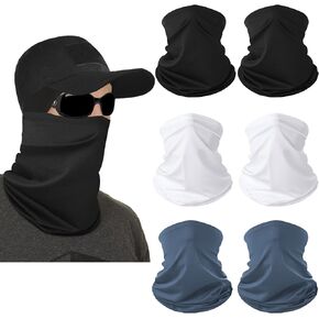 6 Pack Neck Gaiter Bandana Face Mask Summer UV Protection Cooling Neck Gaiter Face Clothing Sun Cooling Mask Scarf Sunscreen Cover Head for Men and Women, Outdoor, Hiking, Fishing -Classic Colors in Kuwait