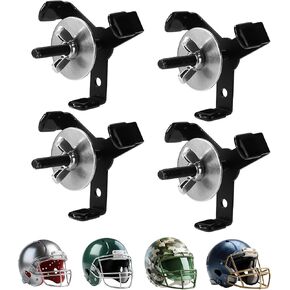 4pcs Hidden Football Helmet Wall Mount Holder, Heavy Duty Metal Rugby Helmet Floating Wall Mount Hangers with Hardwares for Sports Protective Equipment Storage and Organization(Black) in Kuwait