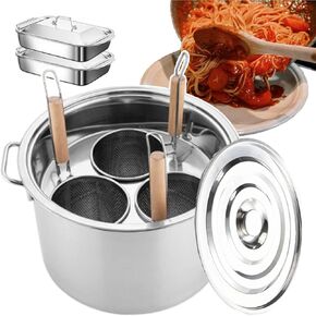 Kitchen Pasta Cooker Set, Spaghetti & Noodle Cooker & Stainless Steel Food Steamer, Includes 3/4-Hole Divider + 35cm/40cm Pot + 3/4 Strainer Basket & Hanging Lid, Easy to in Saudi Arabia