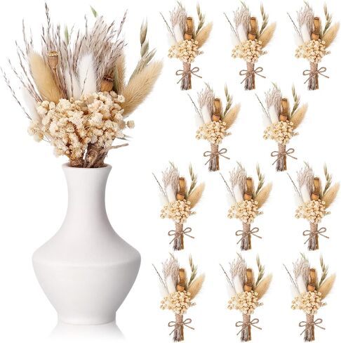 NUANCHU 12 PCS MINI مجفف باقة زهرة 6 "زهرة صغيرة مجففة صغيرة مع جذع لعيد ميلاد DIY Crafts Scrapbook Vase Boho Party Party Cake Bridesmaid Gifts Decor in Saudi Arabia