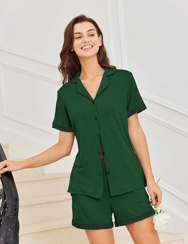 Ekouaer Button Down Pajamas for Women Set Short Sleeve Womens Sleepwear Shorts Set 2 Piece Summer Lounge Sets in Kuwait
