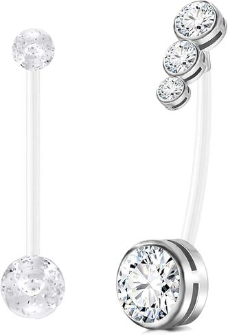 14G Heart Flexible Clear Acrylic Pregnancy Belly Button Ring Butterfly Dangle Pregnancy Maternity Belly Rings in Saudi Arabia