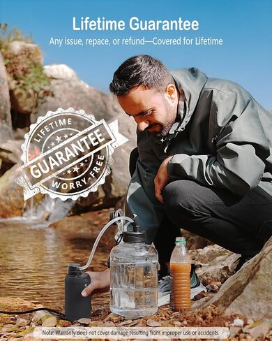 BKLES Electric Portable Water Filter - 0.01 Micron 5-Stage Water Purifier Survival with Emergency Lighting Water Purification System for Camping Backpacking Hiking Travel - BK-2000 in Saudi Arabia
