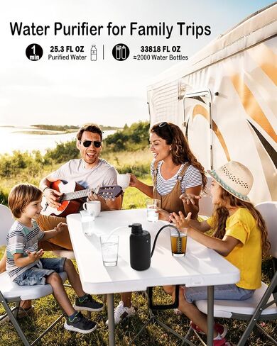 BKLES Electric Portable Water Filter - 0.01 Micron 5-Stage Water Purifier Survival with Emergency Lighting Water Purification System for Camping Backpacking Hiking Travel - BK-2000 in Saudi Arabia