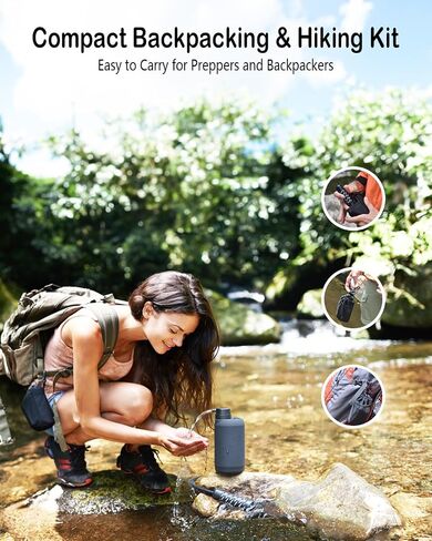 BKLES Electric Portable Water Filter - 0.01 Micron 5-Stage Water Purifier Survival with Emergency Lighting Water Purification System for Camping Backpacking Hiking Travel - BK-2000 in Saudi Arabia