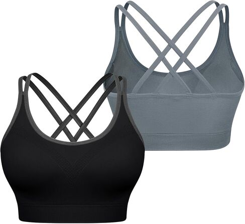 حمالة صدر رياضية للنساء من Strappy وظهر متقاطع للجري واللياقة البدنية وحمالات صدر مبطنة قابلة للإزالة للتمرين واليوجا in Kuwait