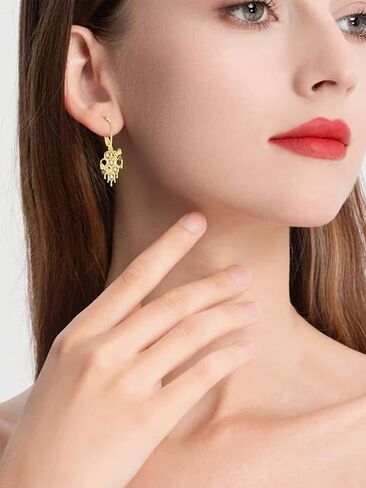 Bee Honeycomb Dangle Earrings for Women 925 Sterling Silver Gold Plated Bumble Bees Drop Hook Jewelry Gifts in Kuwait