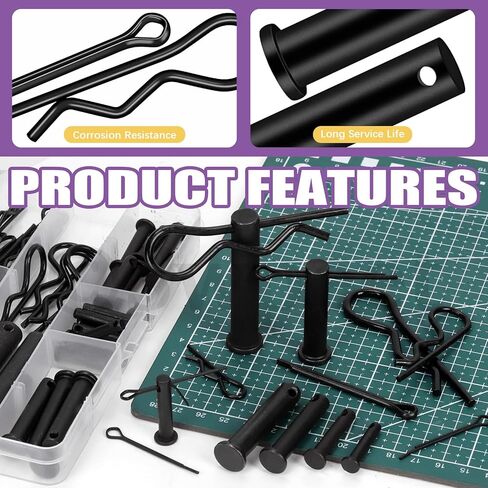 Swpeet 67Pcs 5 Sizes Clevis Pins with Cotter Pin Assortment Kit, Single Hole Flat Head Clevis Pins, R Pins, Hairpin, Cotter Pin, Split Pins Fitting Hole Location Pin Clips Fastener in Saudi Arabia