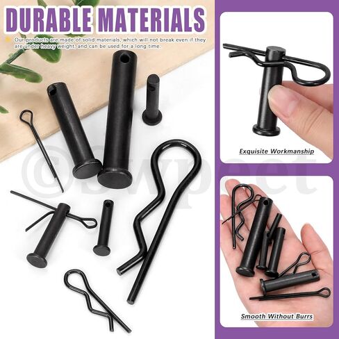 Swpeet 67Pcs 5 Sizes Clevis Pins with Cotter Pin Assortment Kit, Single Hole Flat Head Clevis Pins, R Pins, Hairpin, Cotter Pin, Split Pins Fitting Hole Location Pin Clips Fastener in Saudi Arabia