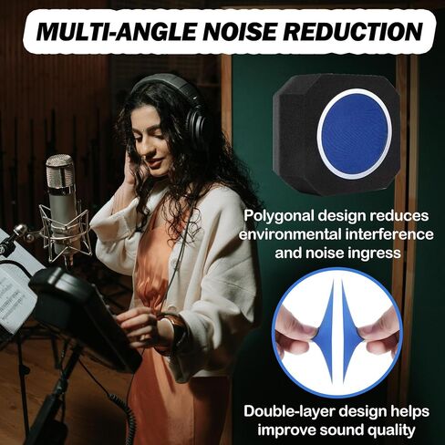 Professional Microphone Isolation Shield, Portable Microphone Pop Filter for Reflection and Noise, Sound-absorbing Foam for Recording Studios, Live Stream, Podcasts in Saudi Arabia