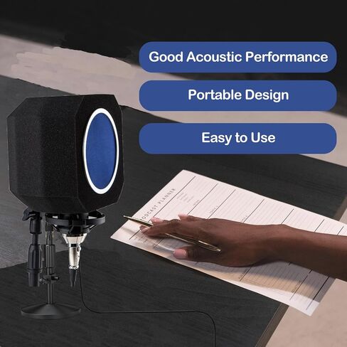 Professional Microphone Isolation Shield, Portable Microphone Pop Filter for Reflection and Noise, Sound-absorbing Foam for Recording Studios, Live Stream, Podcasts in Saudi Arabia