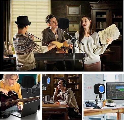 Professional Microphone Isolation Shield, Portable Microphone Pop Filter for Reflection and Noise, Sound-absorbing Foam for Recording Studios, Live Stream, Podcasts in Saudi Arabia