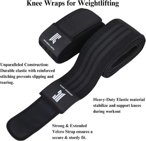 Knee Wraps for Weightlifting 70" Elastic Knee Straps for Weightlifting, Squatting and Joint Stability for Men & Women in Saudi Arabia