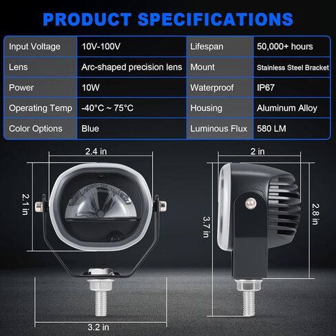 LED Forklift Safety Light Red للسيارات المصحوبة على AGV الآلية ، شاحنة الرافعة الشوكية ، المصعد الصناعي ، سلامة المستودعات ، IP66 مقاوم للماء ، مساكن الألومنيوم - 4 حزمة in Kuwait