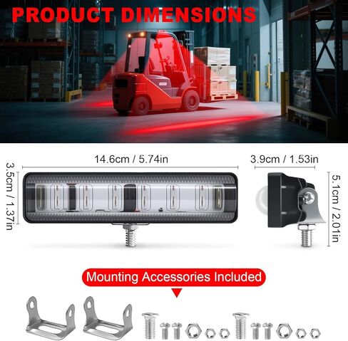 LED Forklift Safety Light Red للسيارات المصحوبة على AGV الآلية ، شاحنة الرافعة الشوكية ، المصعد الصناعي ، سلامة المستودعات ، IP66 مقاوم للماء ، مساكن الألومنيوم - 4 حزمة in Kuwait