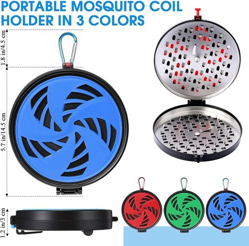 3 Pcs Portable Mosquito Coil Holder Hanging Incense Burner Coils with Hook for Indoor Outdoor Camping Hiking Fishing(Fresh,Red,Blue,Yellow) in Saudi Arabia