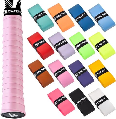 15 Pack Tennis Racket Grip Tape, Precut PU Anti-Slip Tennis Racquet Grip Tape with Dry Feel, Sweat Absorption, Comfortable Handle Overgrip Grip Wrap for Tennis/Badminton/Pickleball in Saudi Arabia