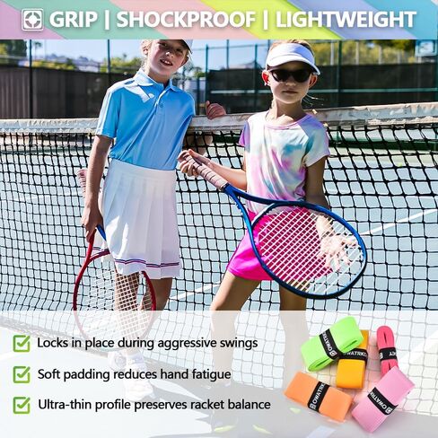 15 Pack Tennis Racket Grip Tape, Precut PU Anti-Slip Tennis Racquet Grip Tape with Dry Feel, Sweat Absorption, Comfortable Handle Overgrip Grip Wrap for Tennis/Badminton/Pickleball in Saudi Arabia
