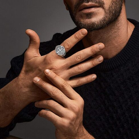 EUDORA S925 Sterling Silver St Benedict Ring San Benito Rings for Women Men, Vintage Saint Benedict Amulet Adjustable Ring Christian Catholic Jewelry Gifts for Women Mens Mother Father in Saudi Arabia
