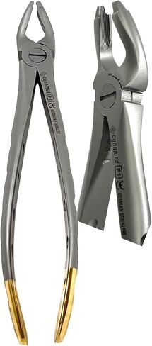 German Premium F1 Dental Extraction Forceps Tooth EXTRACTING Upper ATRAUMATIC Universal Forceps with DEEP Grip Gold Handle Tips CYNAMED in Saudi Arabia