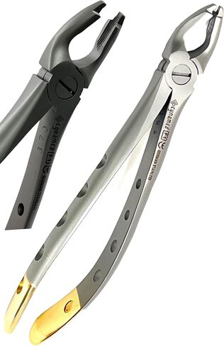 German Premium F1 Dental Extraction Forceps Tooth EXTRACTING Upper ATRAUMATIC Universal Forceps with DEEP Grip Gold Handle Tips CYNAMED in Saudi Arabia
