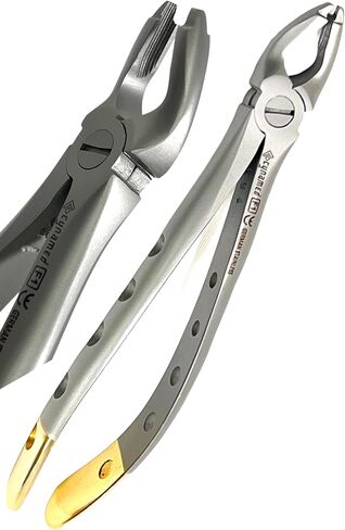 German Premium F1 Dental Extraction Forceps Tooth EXTRACTING Upper ATRAUMATIC Universal Forceps with DEEP Grip Gold Handle Tips CYNAMED in Saudi Arabia