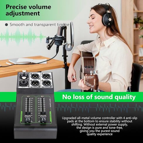 Passive Stereo Volume Controller with XLR Input Output, Precise Sound Adjuster, Plug and Play for Studio Speakers, Home Audio with Metal Interfaces, Great for Live Performance in Saudi Arabia