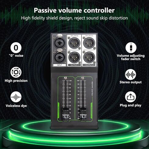 Passive Stereo Volume Controller with XLR Input Output, Precise Sound Adjuster, Plug and Play for Studio Speakers, Home Audio with Metal Interfaces, Great for Live Performance in Saudi Arabia