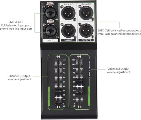 Passive Stereo Volume Controller with XLR Input Output, Precise Sound Adjuster, Plug and Play for Studio Speakers, Home Audio with Metal Interfaces, Great for Live Performance in Saudi Arabia