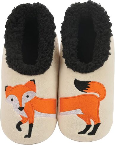 Snoozies Pairable Slipper Socks - Funny House Slippers for Women, Non-Slip Fuzzy Slipper Socks - Up Owl Night - Small in Saudi Arabia