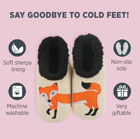 Snoozies Pairable Slipper Socks - Funny House Slippers for Women, Non-Slip Fuzzy Slipper Socks - Up Owl Night - Small in Saudi Arabia
